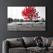 Red Fall | Glass Wall Art - Artdesigna