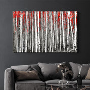 Big Red Forest | Glass Wall Art - Artdesigna