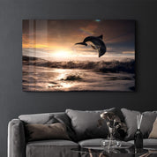 Dolphin | Glass Wall Art - Artdesigna