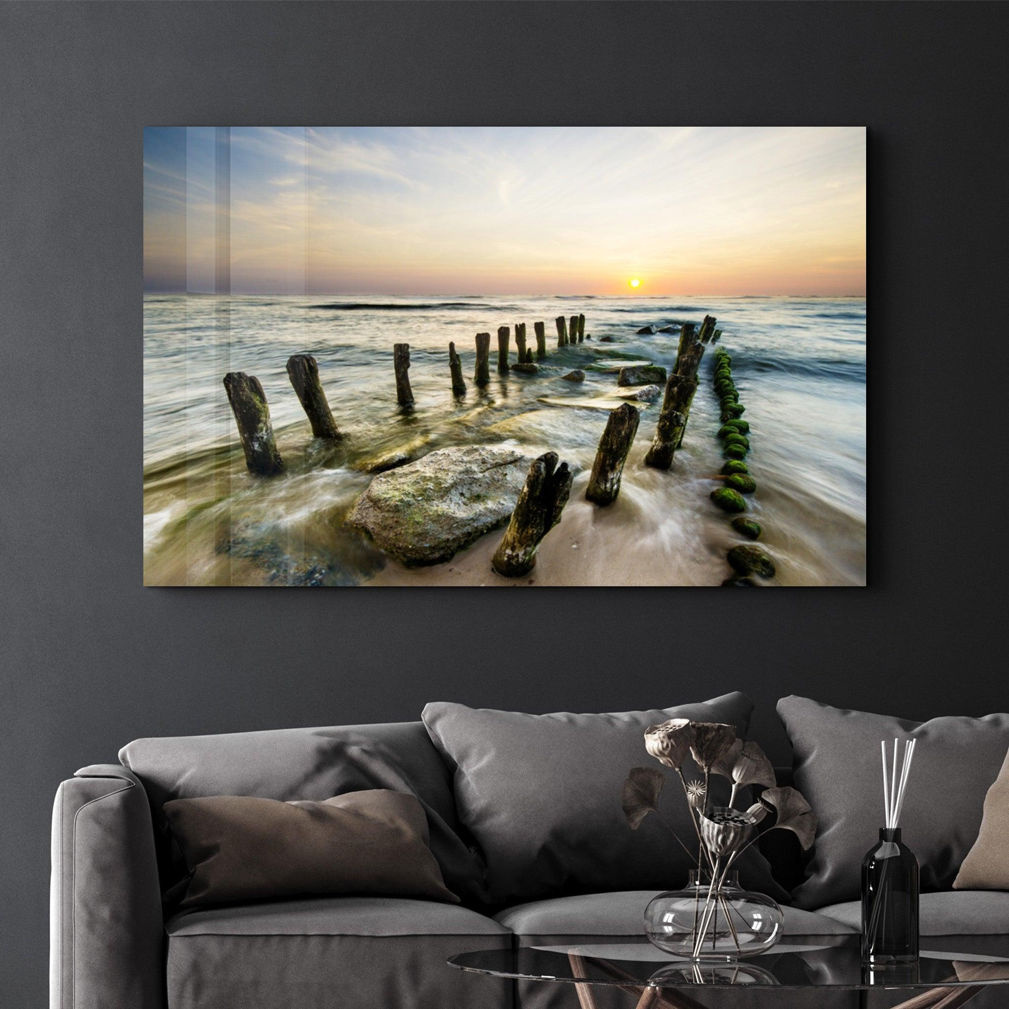 Pier Ruin | Glass Wall Art - Artdesigna