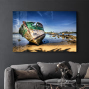 Shipwreck | Glass Wall Art - Artdesigna