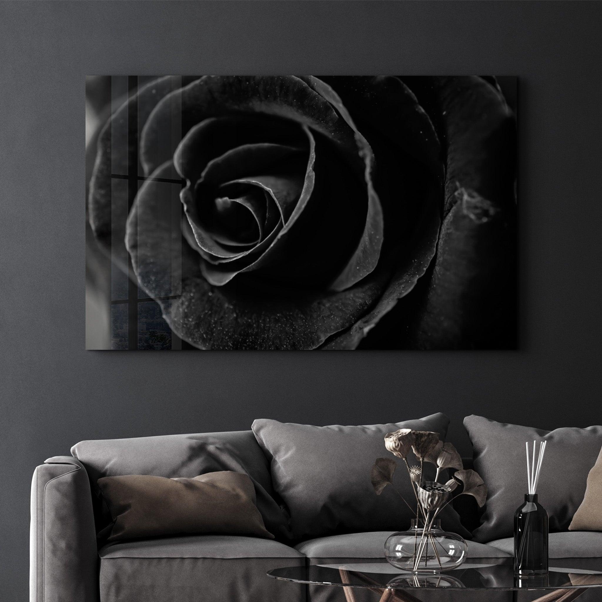 Black Rose | Glass Wall Art - Artdesigna