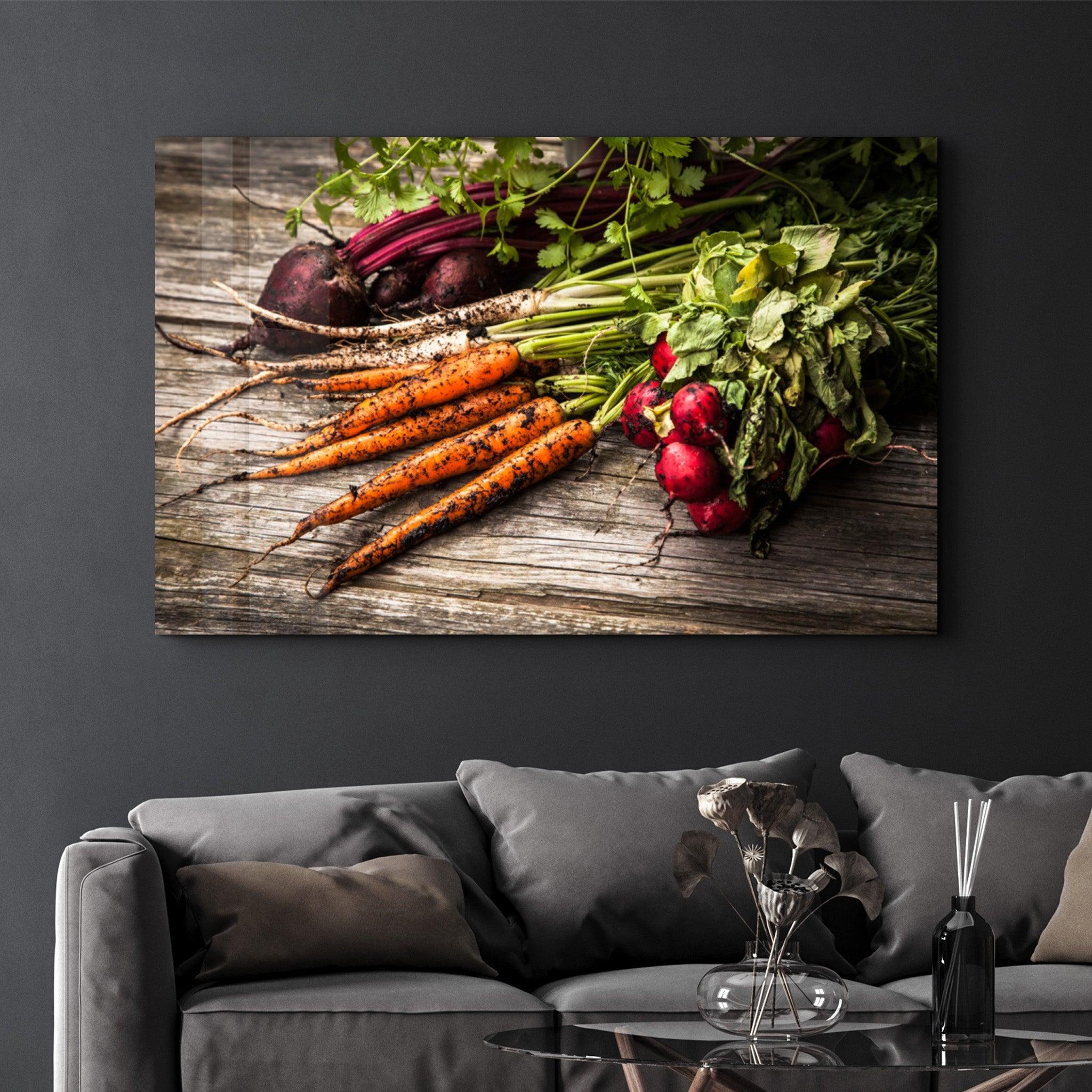 Carrot and Radish | Glass Wall Art - Artdesigna