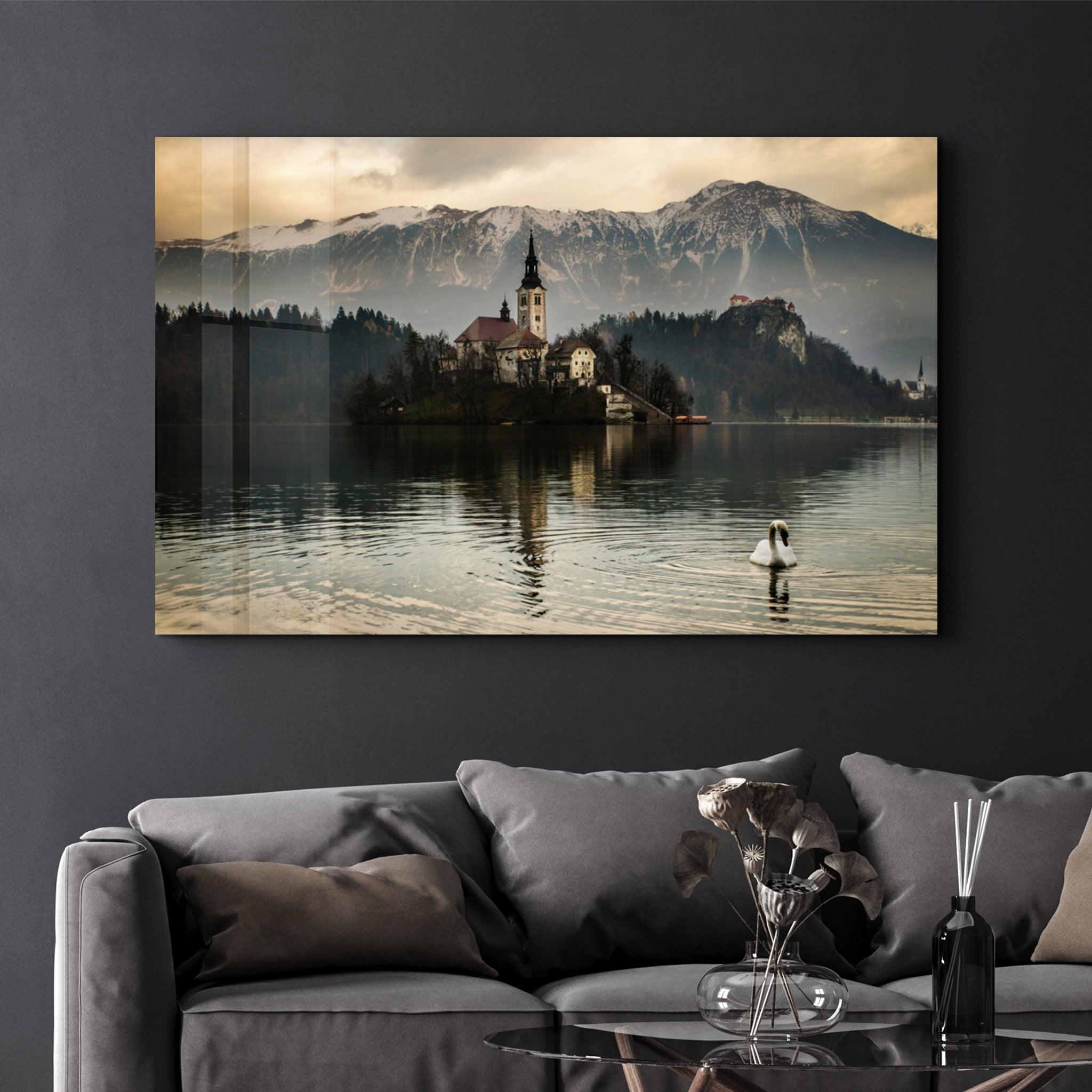 Assumption of Maria on Bled Island | Glass Wall Art - Artdesigna