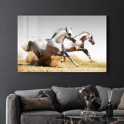 Running Horses | Glass Wall Art - Artdesigna