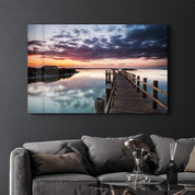 Sunset on the Beach | Glass Wall Art - Artdesigna