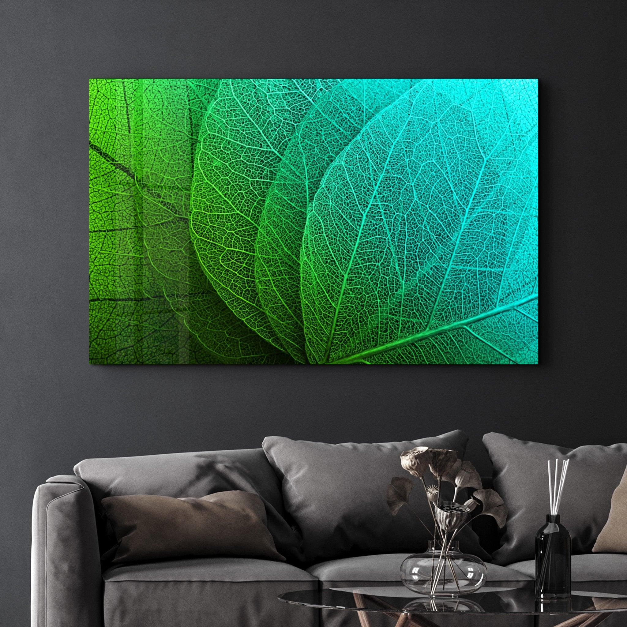 Green Leaf 2 | Glass Wall Art - Artdesigna