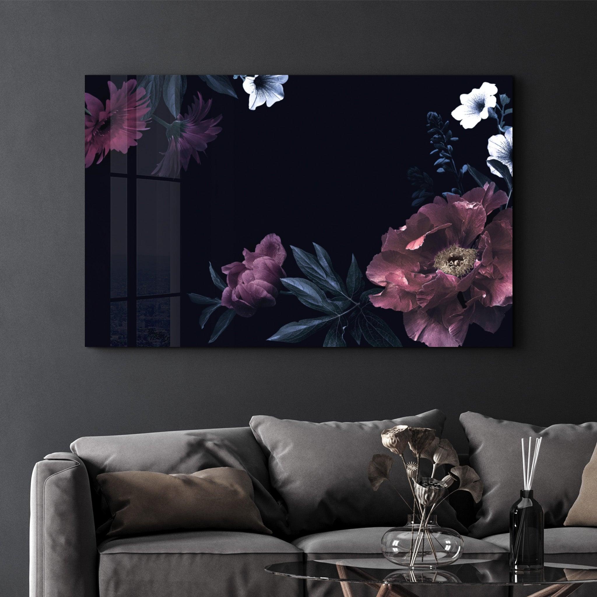 Floral Pattern | Glass Wall Art - Artdesigna