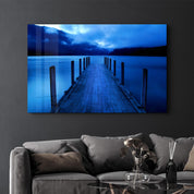 Blue Dock | Glass Wall Art - Artdesigna