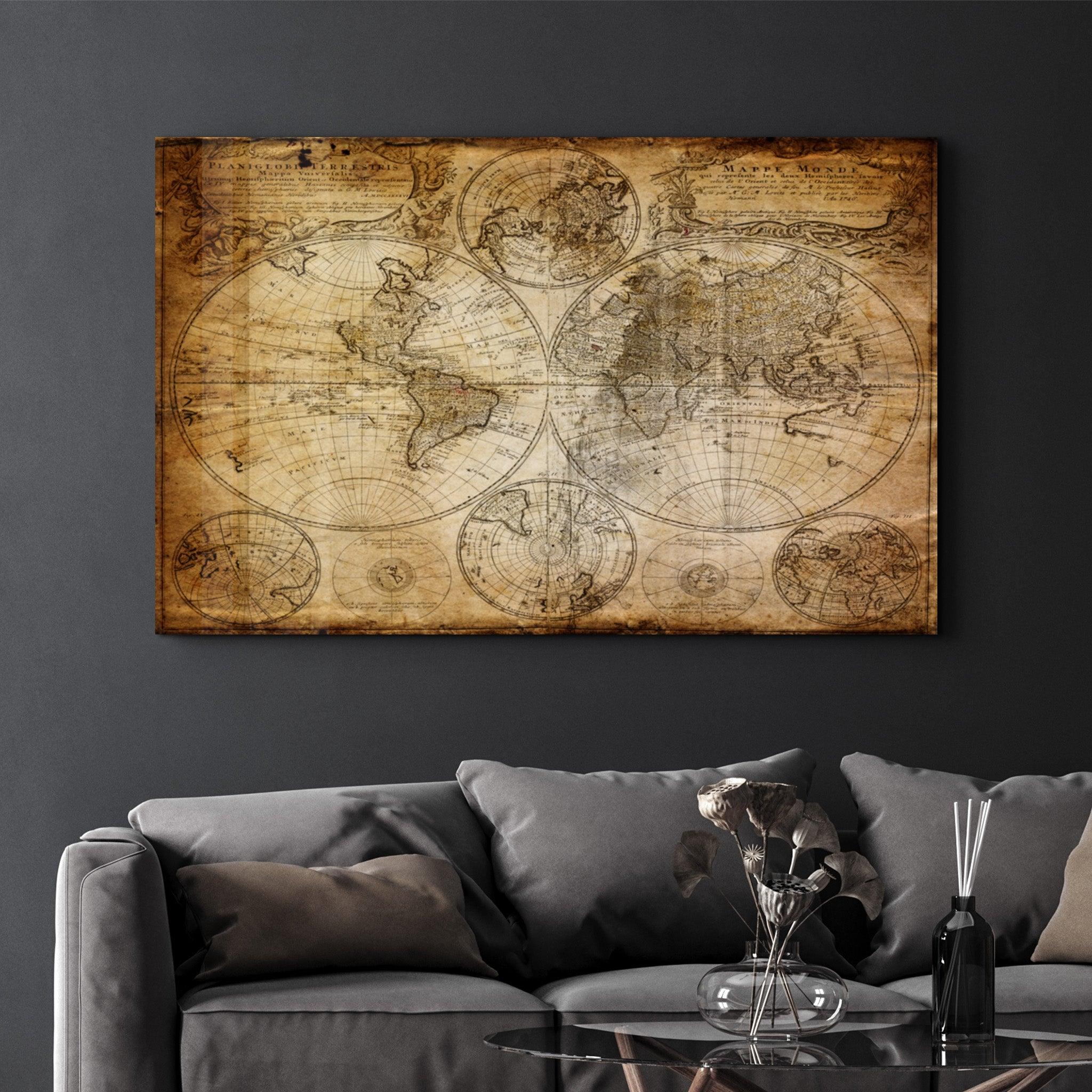 The Old Map | Glass Wall Art - Artdesigna