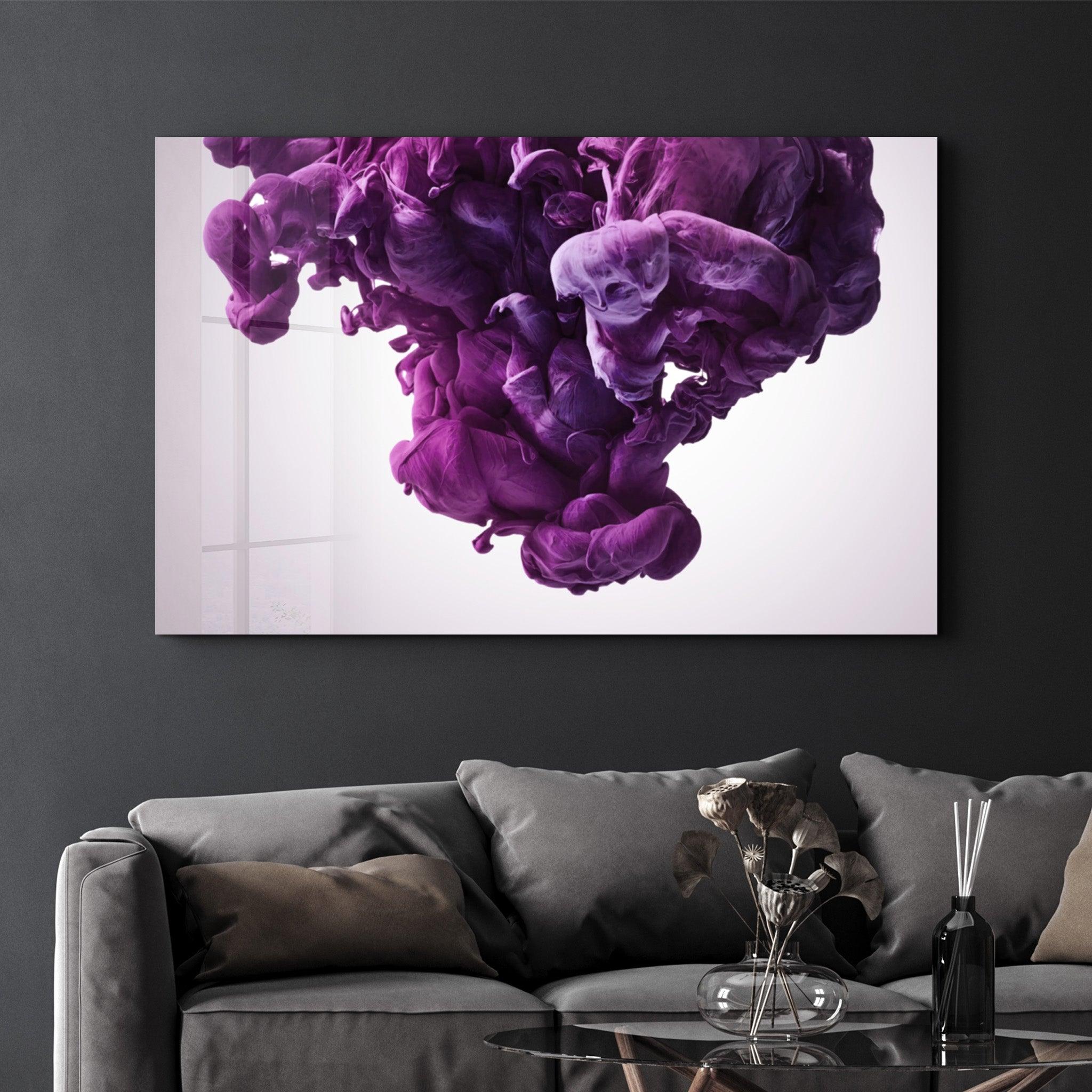 Purple Smoke | Glass Wall Art - Artdesigna