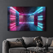 Neon Corridor | Glass Wall Art - Artdesigna