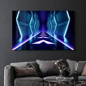 Neon Spacecraft | Glass Wall Art - Artdesigna