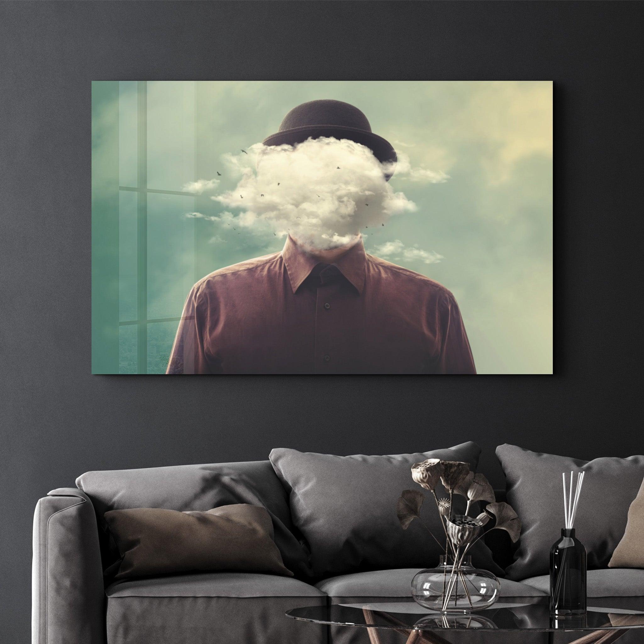 Smoke Head | Glass Wall Art - Artdesigna