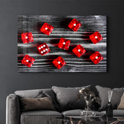 Red Dice | Glass Wall Art - Artdesigna