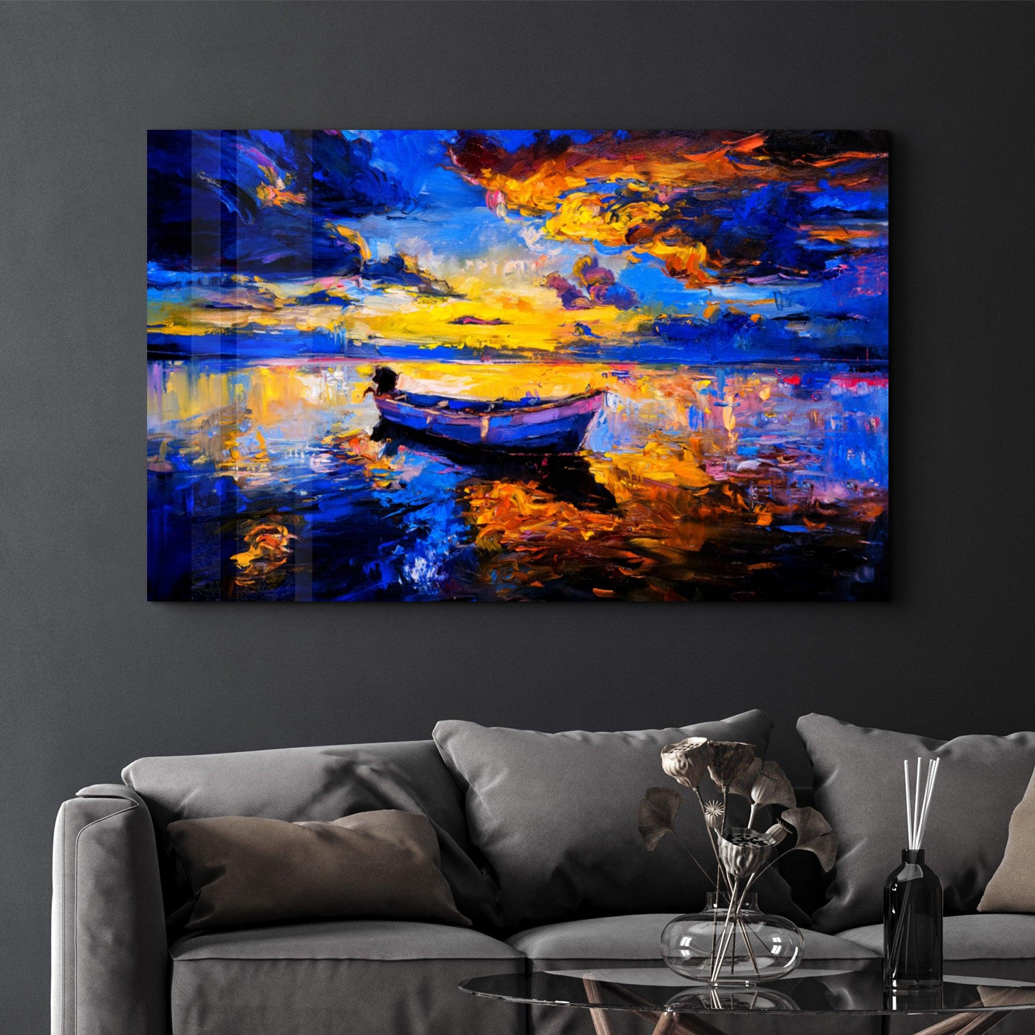 The Boat Painting 2 | Glass Wall Art - Artdesigna