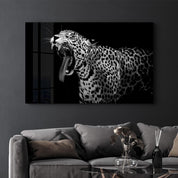 Leopard Yawn | Glass Wall Art - Artdesigna