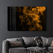 Orange Smoke | Glass Wall Art - Artdesigna