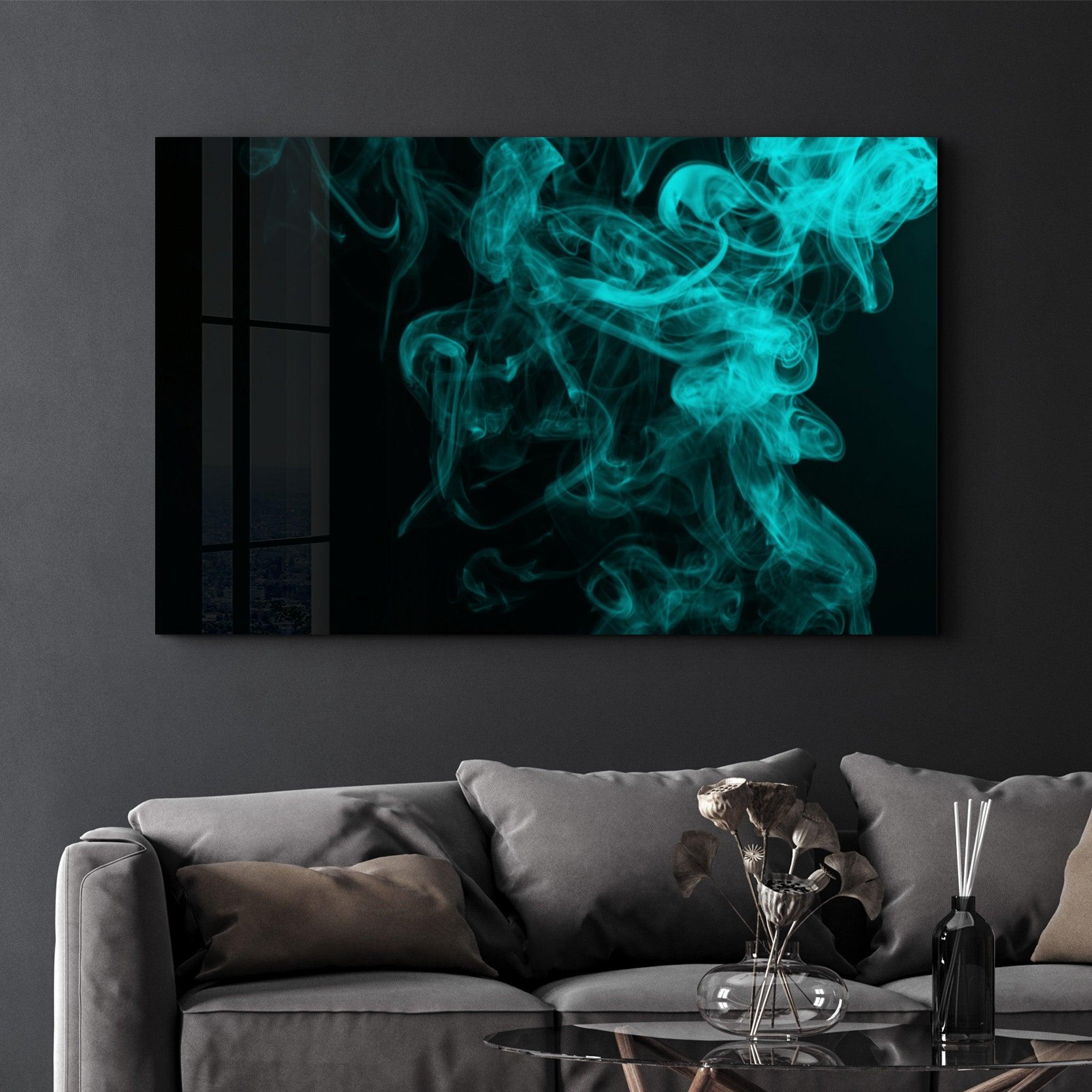 Green Smoke | Glass Wall Art - Artdesigna