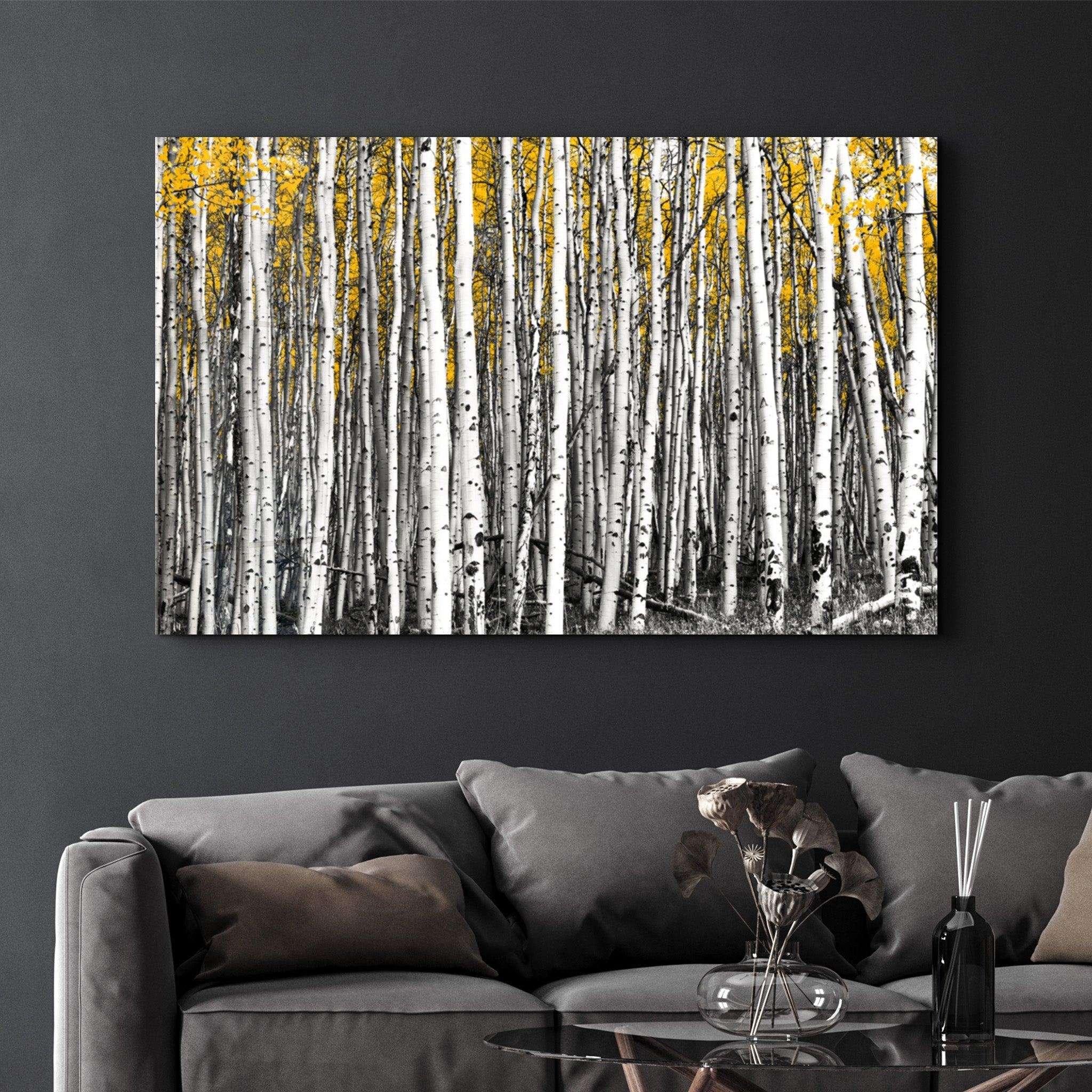 Abstract White Trees | Glass Wall Art - Artdesigna