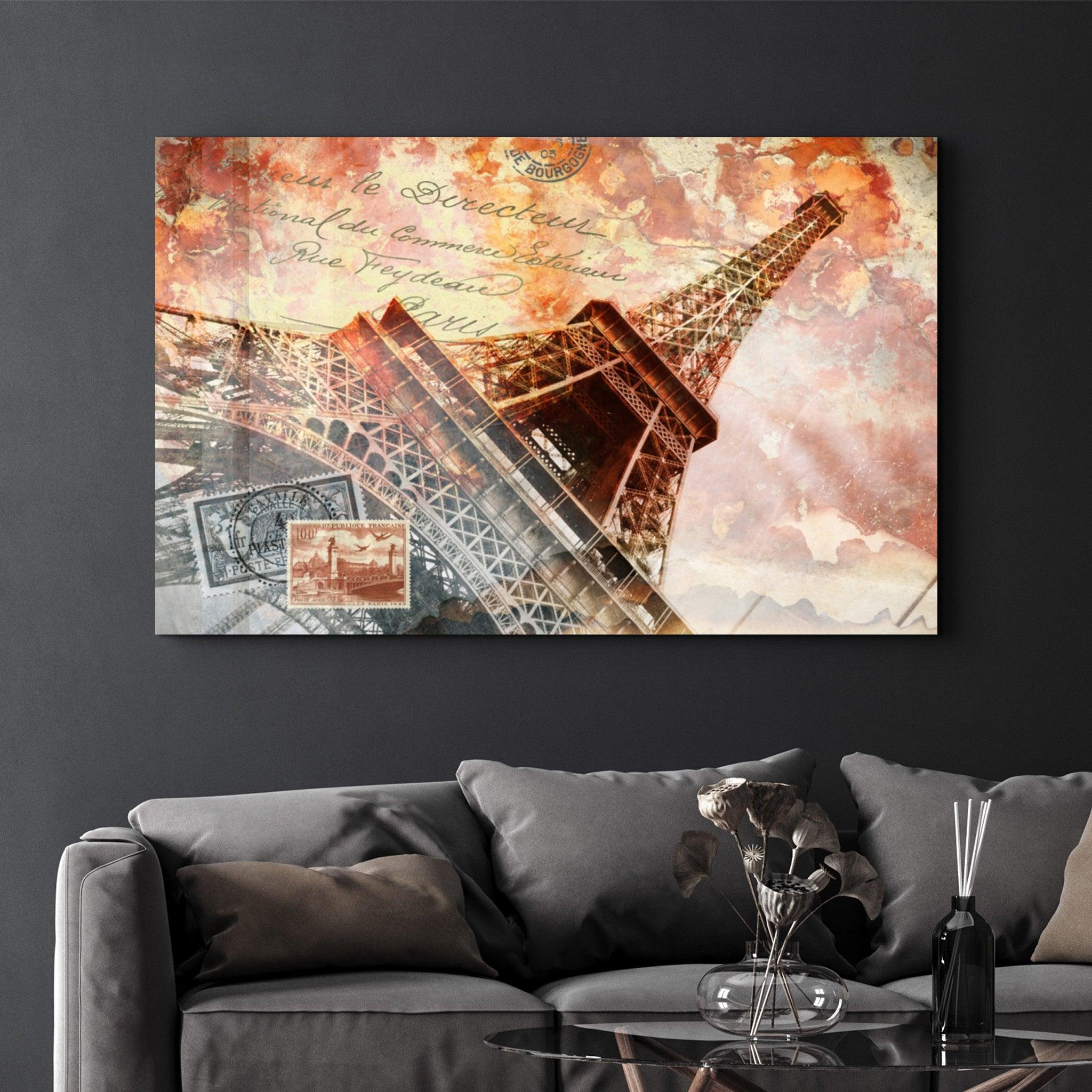 Abstract Eiffel Tower | Glass Wall Art - Artdesigna