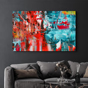 Red and Blue Symphony | Glass Wall Art - Artdesigna