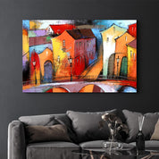 Abstract City 2 | Glass Wall Art - Artdesigna