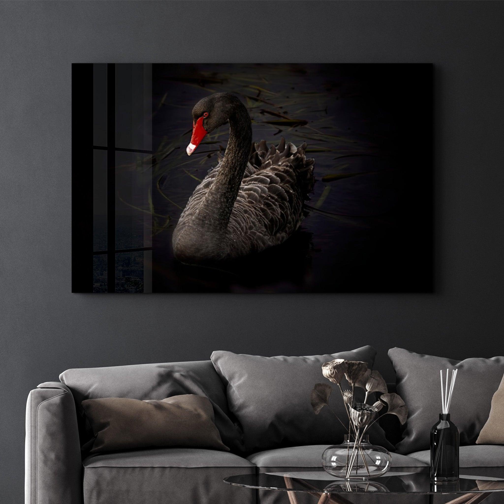 Black Goose | Glass Wall Art - Artdesigna