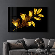 Golden Leaf | Glass Wall Art - Artdesigna