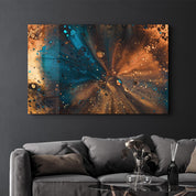 Bronze and Blue | Designer's Collection Glass Wall Art - Artdesigna