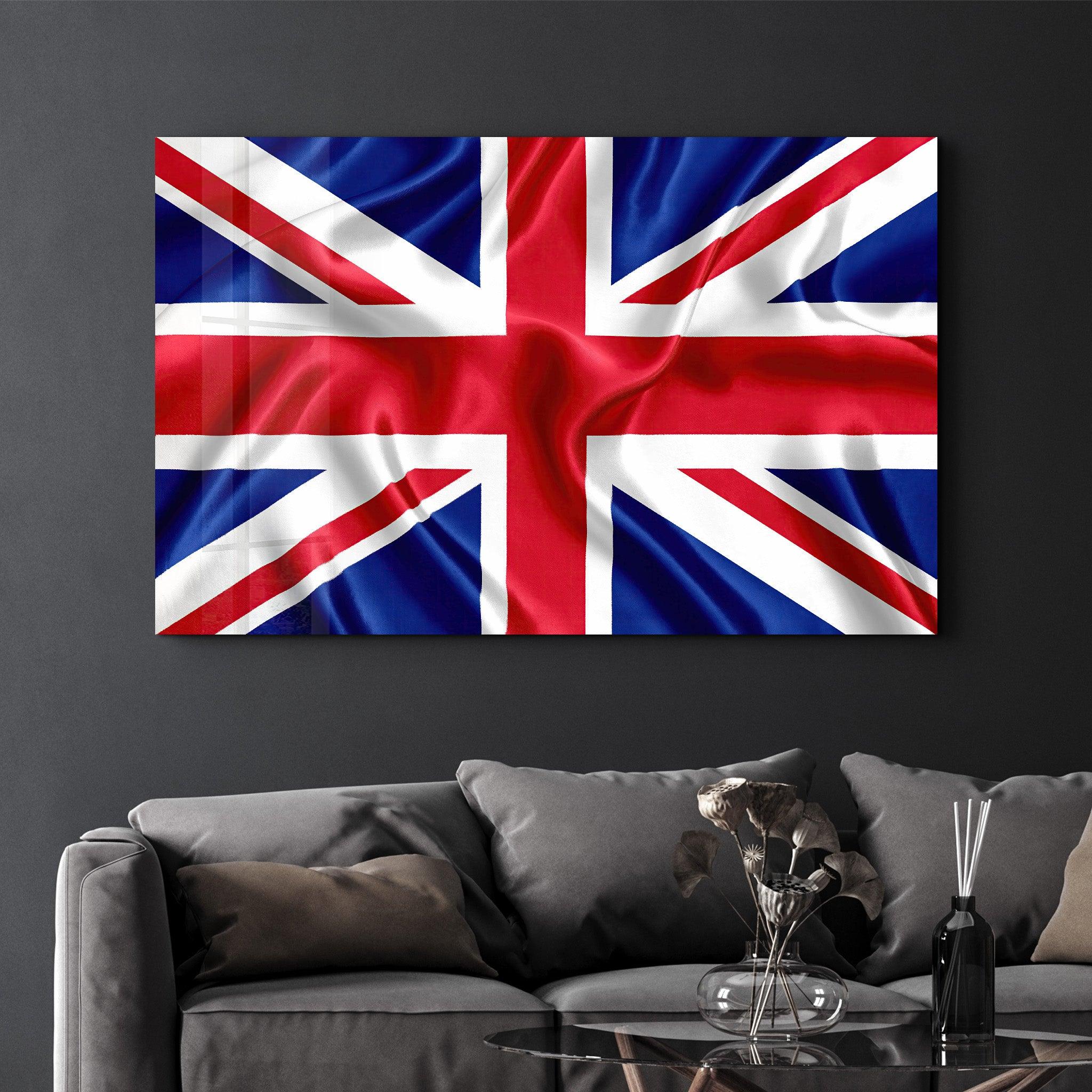 UK Flag | Glass Wall Art - Artdesigna