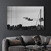 Fighters Retro - American | Glass Wall Art - Artdesigna