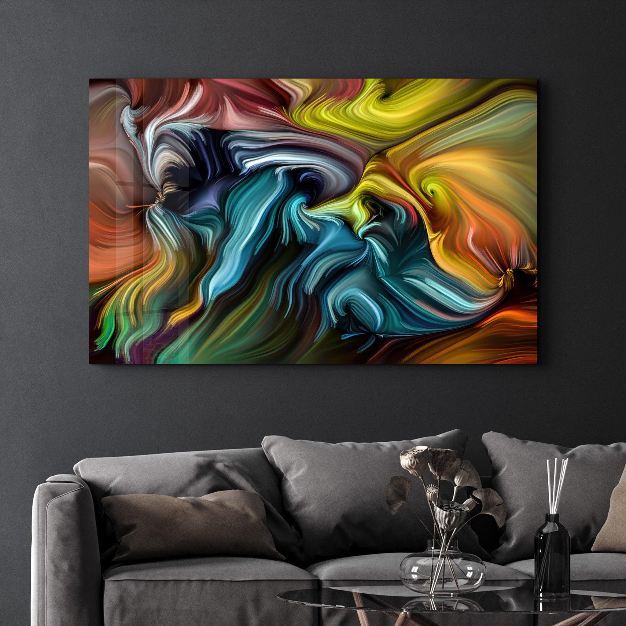 Abstract Strokes | Glass Wall Art - Artdesigna