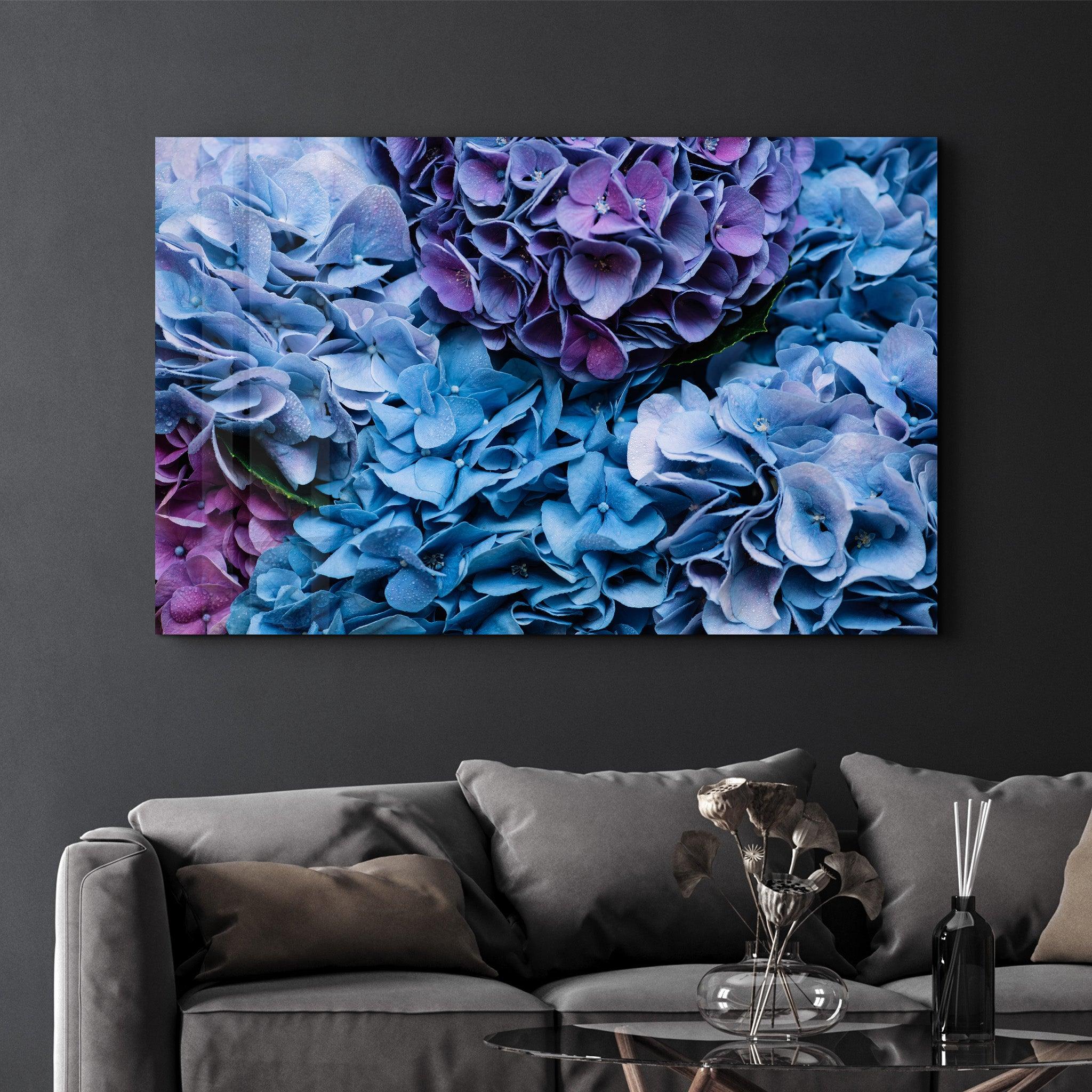 hydrangea | Glass Wall Art - Artdesigna