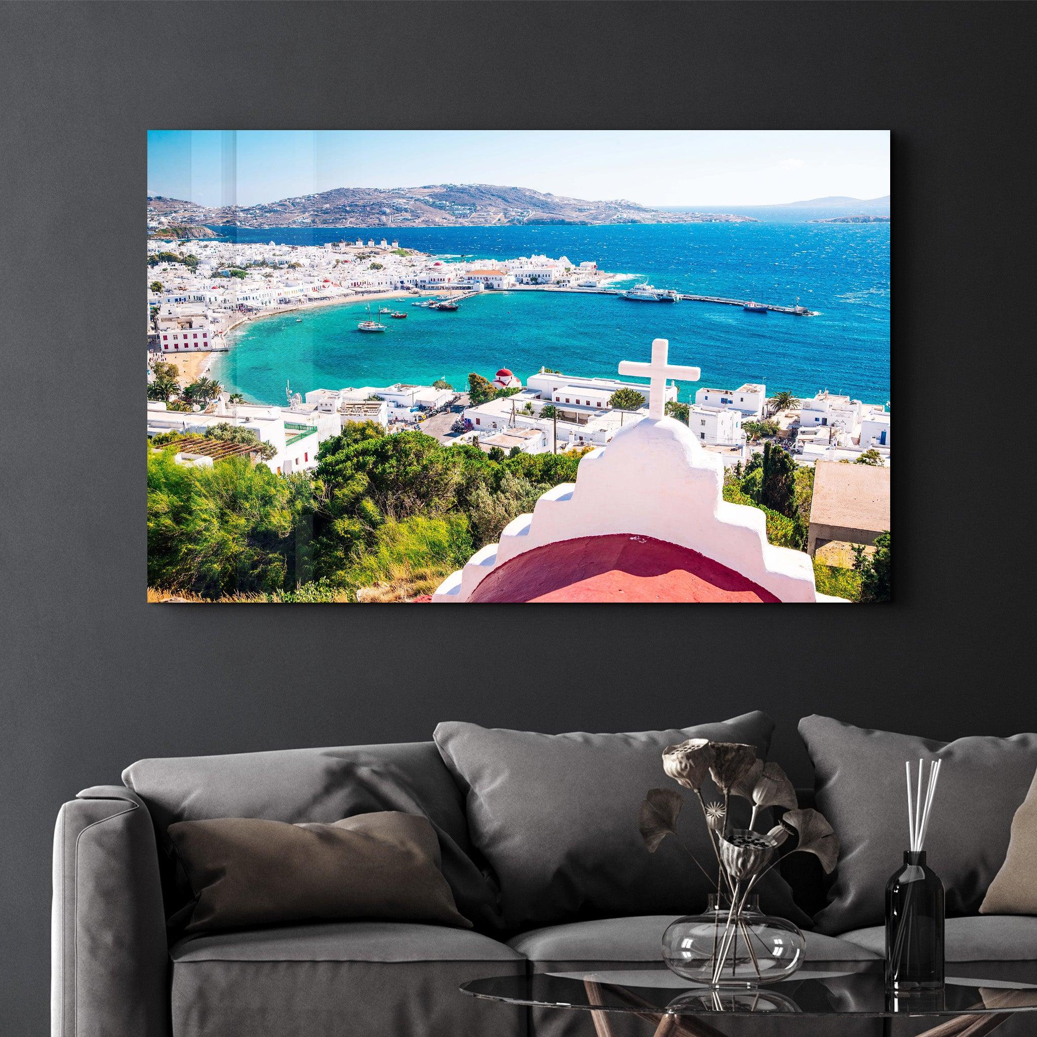 Mykonos - Greece | Glass Wall Art - Artdesigna