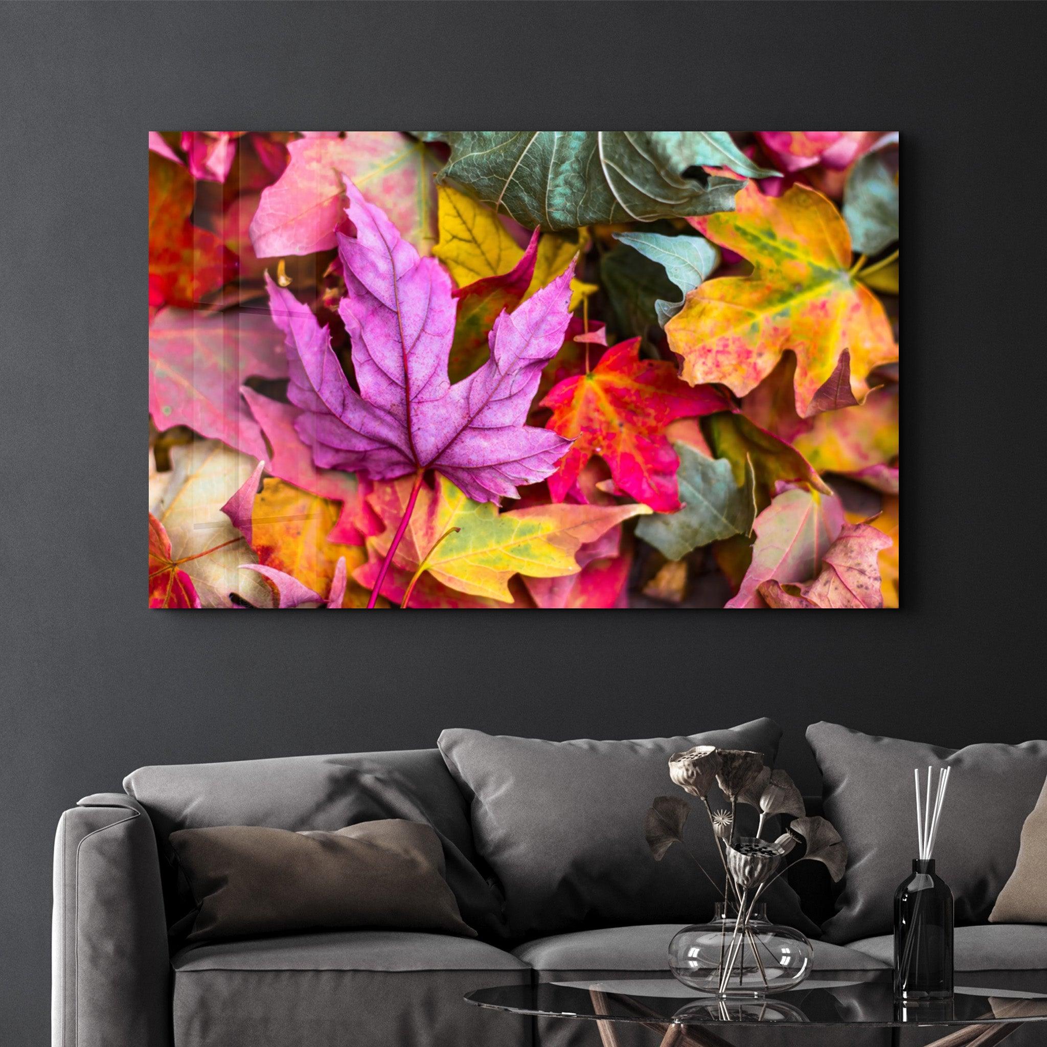 Fall & Leaves | Glass Wall Art - Artdesigna