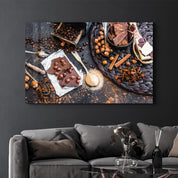 Coffee Beans And Chocolates | Glass Wall Art - Artdesigna