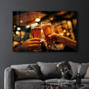 Cheers Beers| Glass Wall Art - Artdesigna