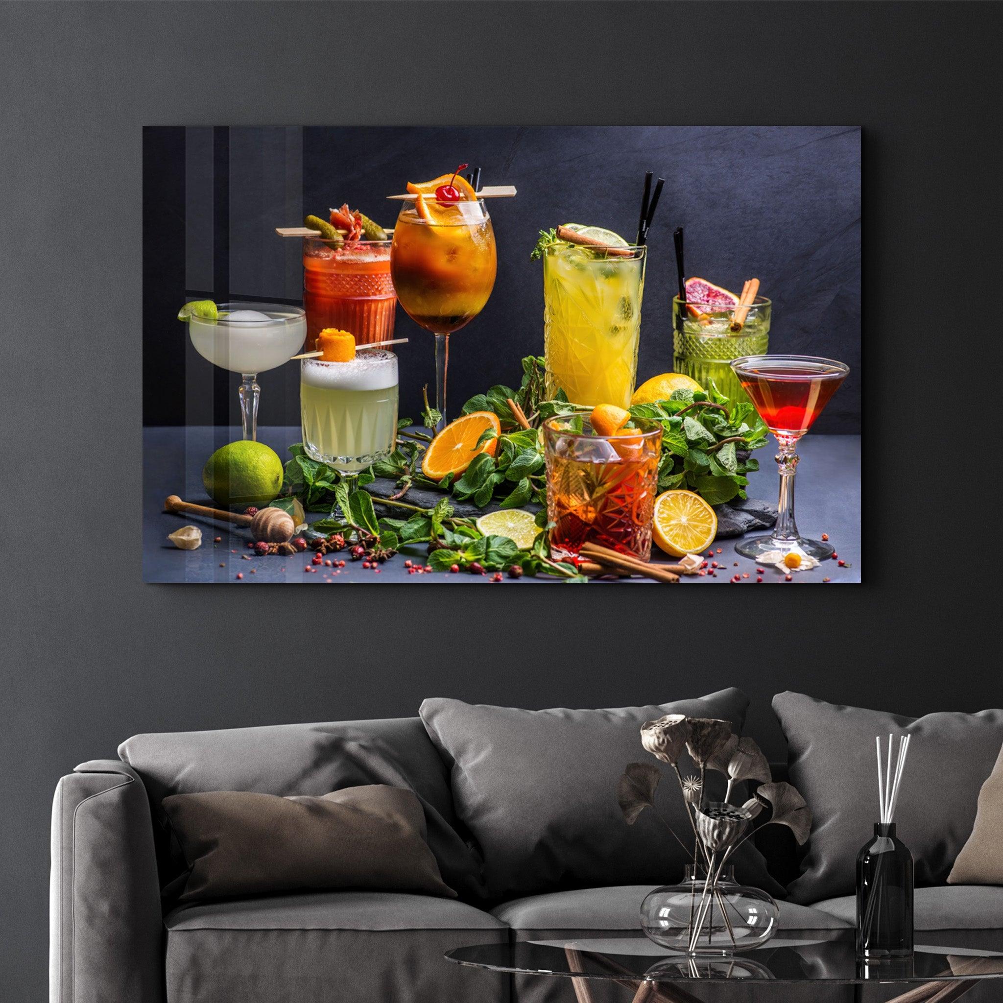 Cocktails V2 | Glass Wall Art - Artdesigna