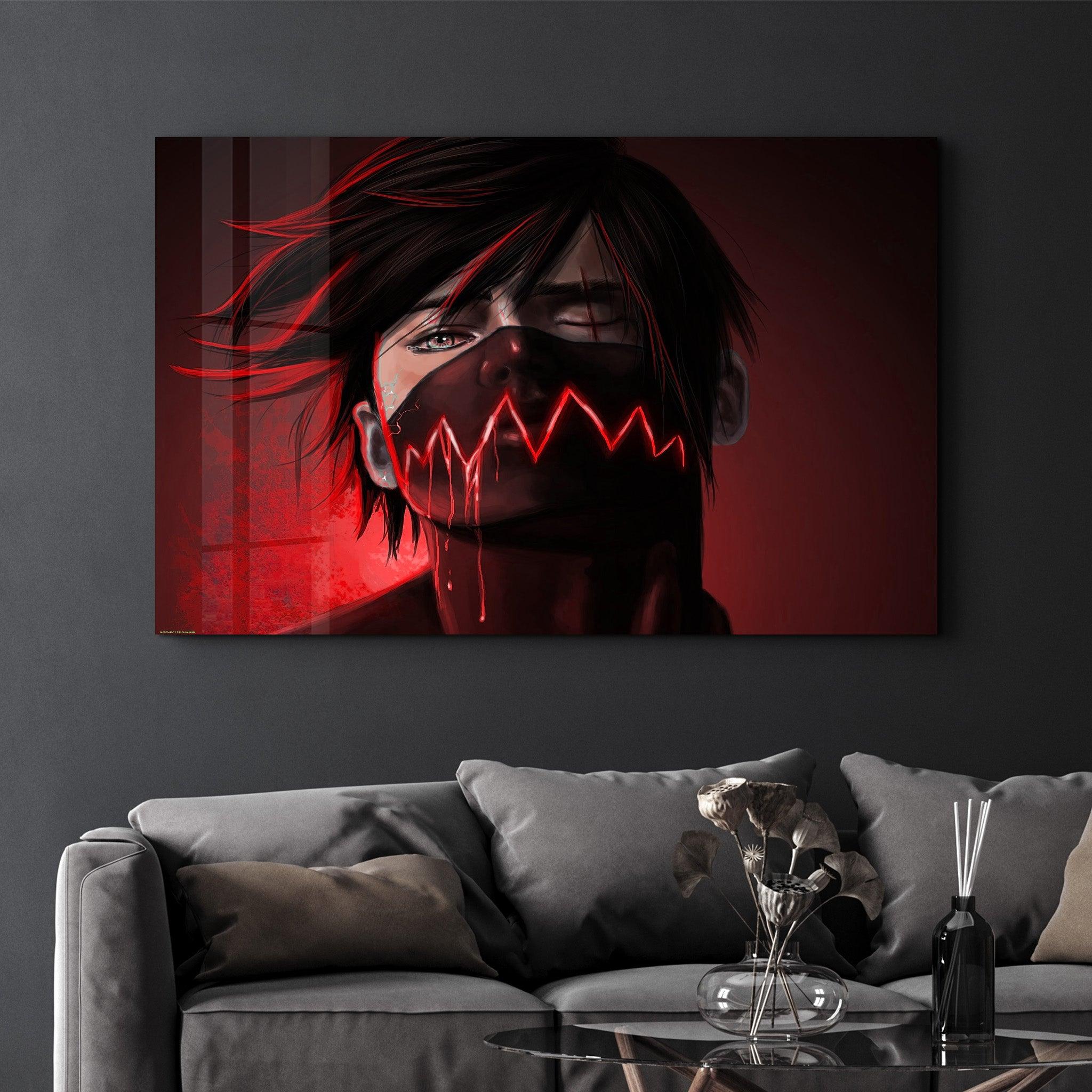 The Evil Behind The Red | Glass Wall Art - Artdesigna