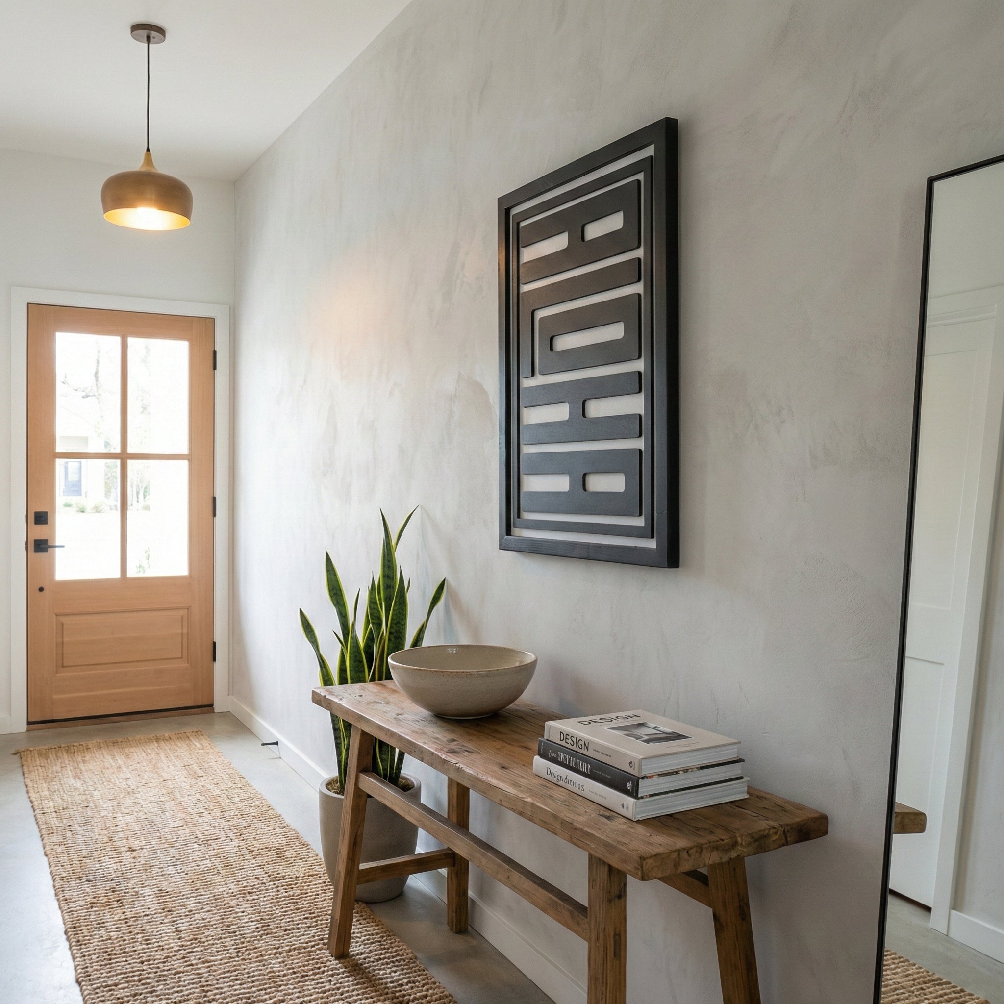 Modern wooden typography wall art featuring the word "ALOHA" in stylish Artdesigna wood wall art design