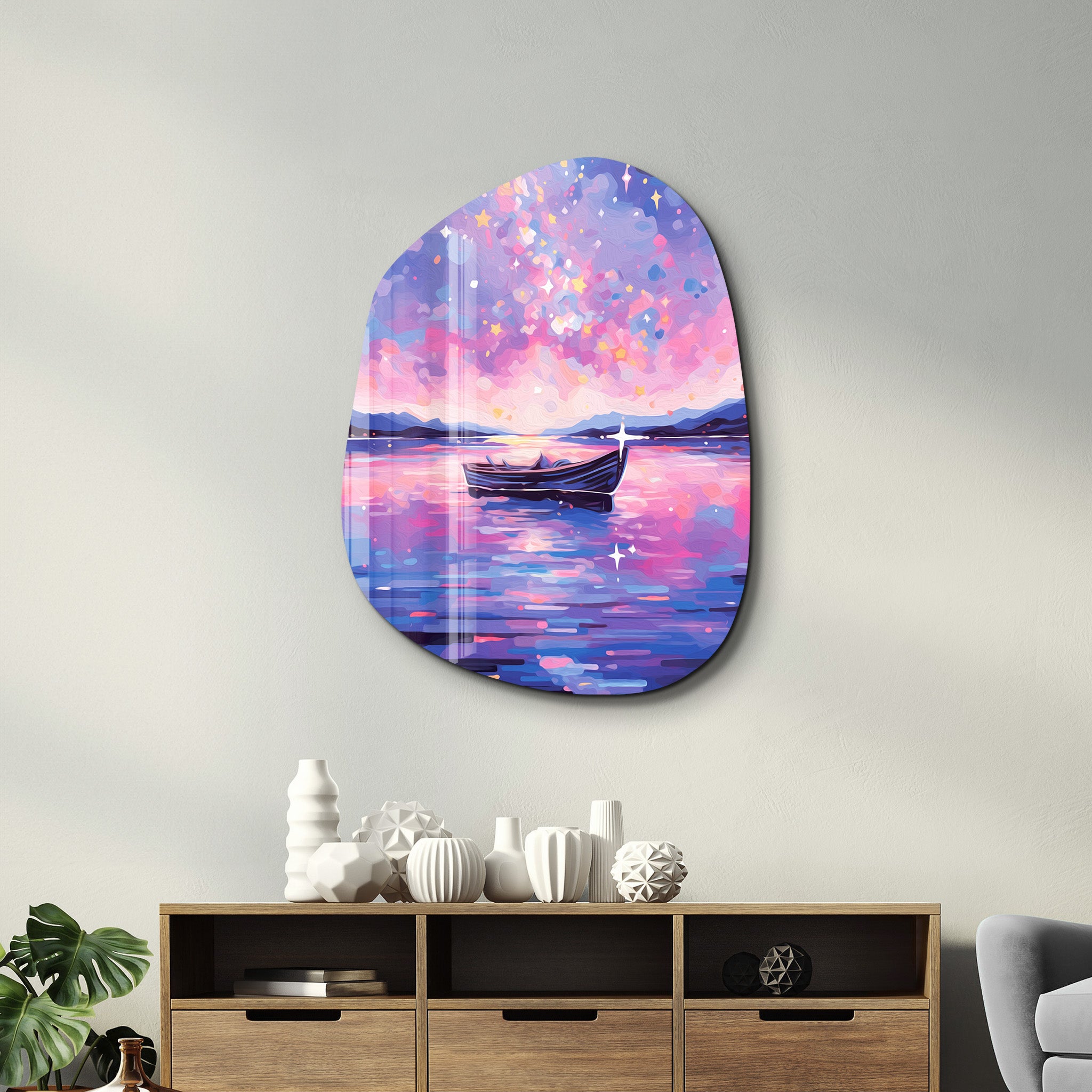 Dreamy Nightfall – Amorphous Glass Wall Art