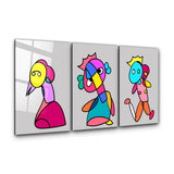 Playful Royal Characters Trio | Glass Wall Art