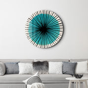 Blue Burst – Round Glass Wall Art