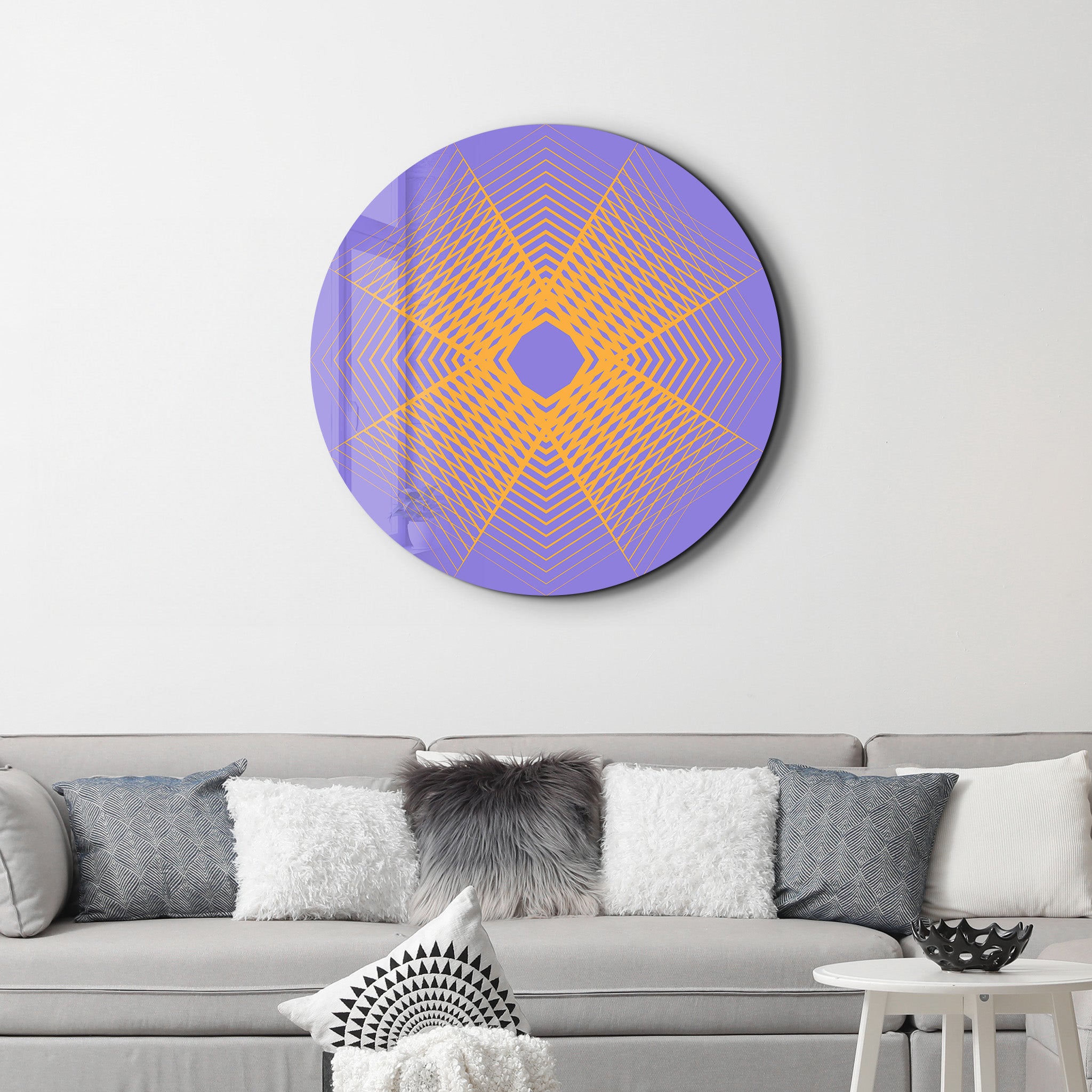 Electric Bloom – Round Glass Wall Art