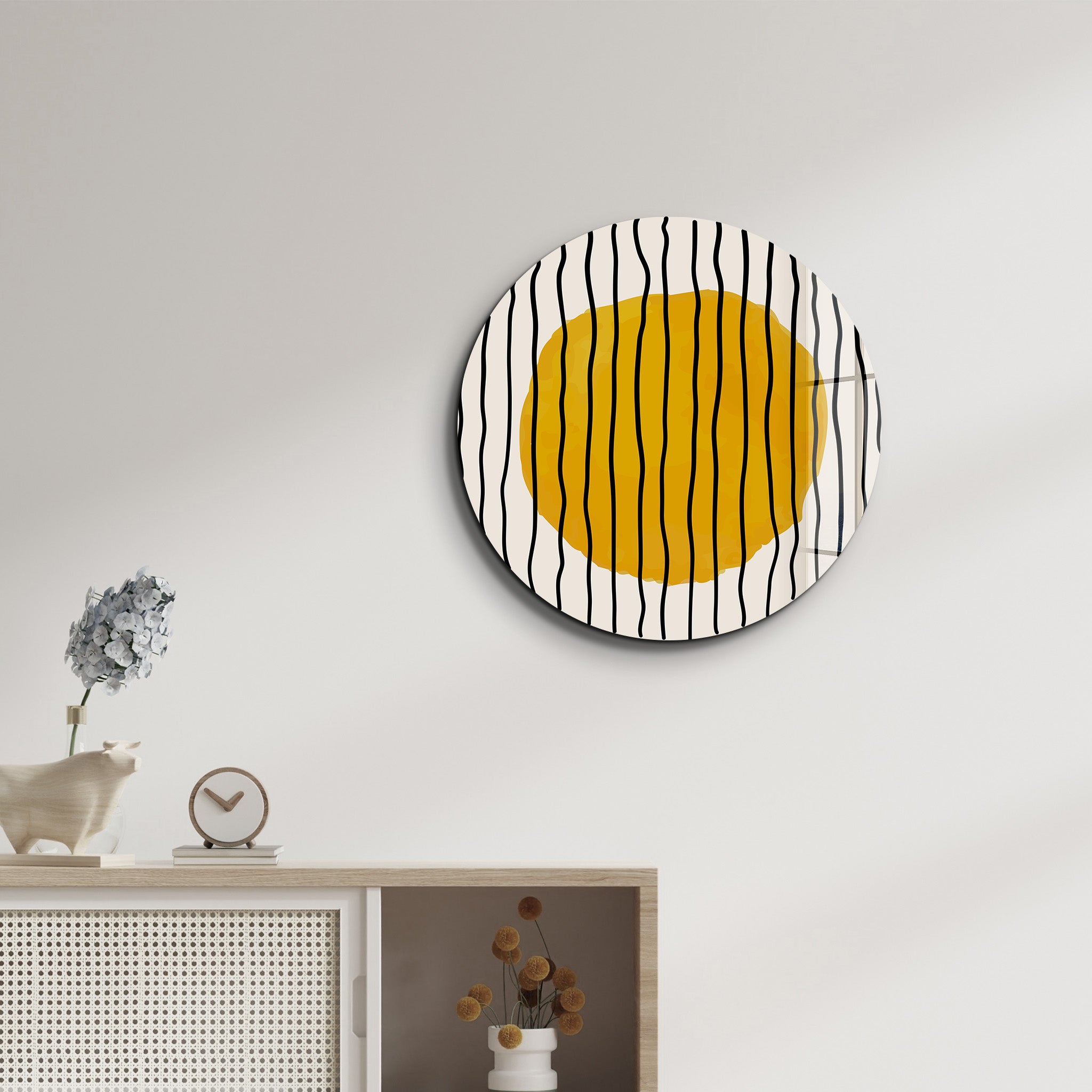 Golden Core – Round Glass Wall Art