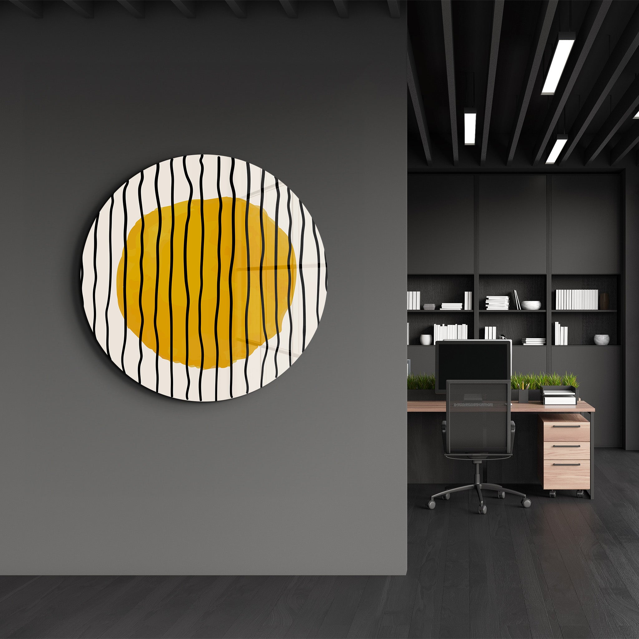 Golden Core – Round Glass Wall Art