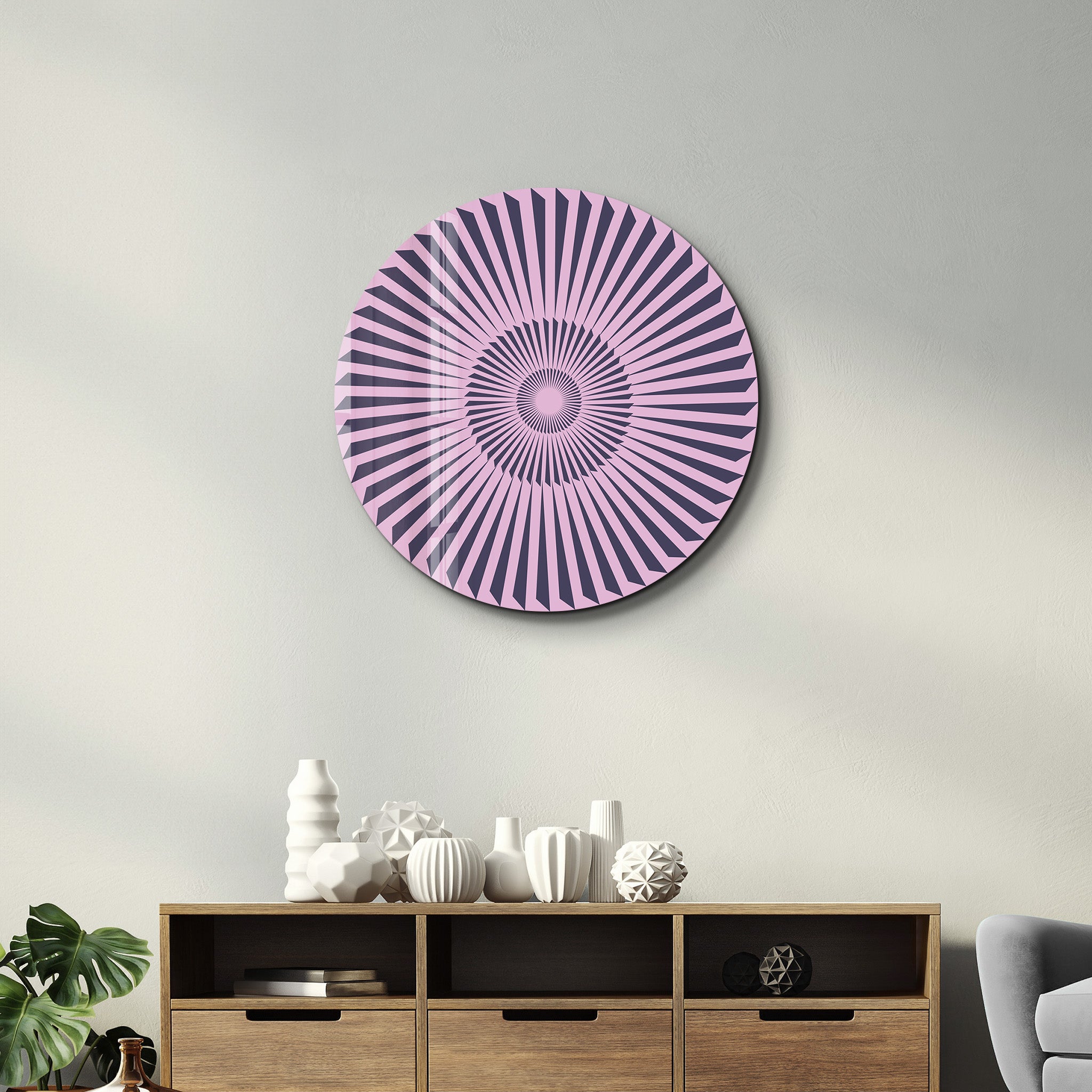 Lavender Burst – Round Glass Wall Art