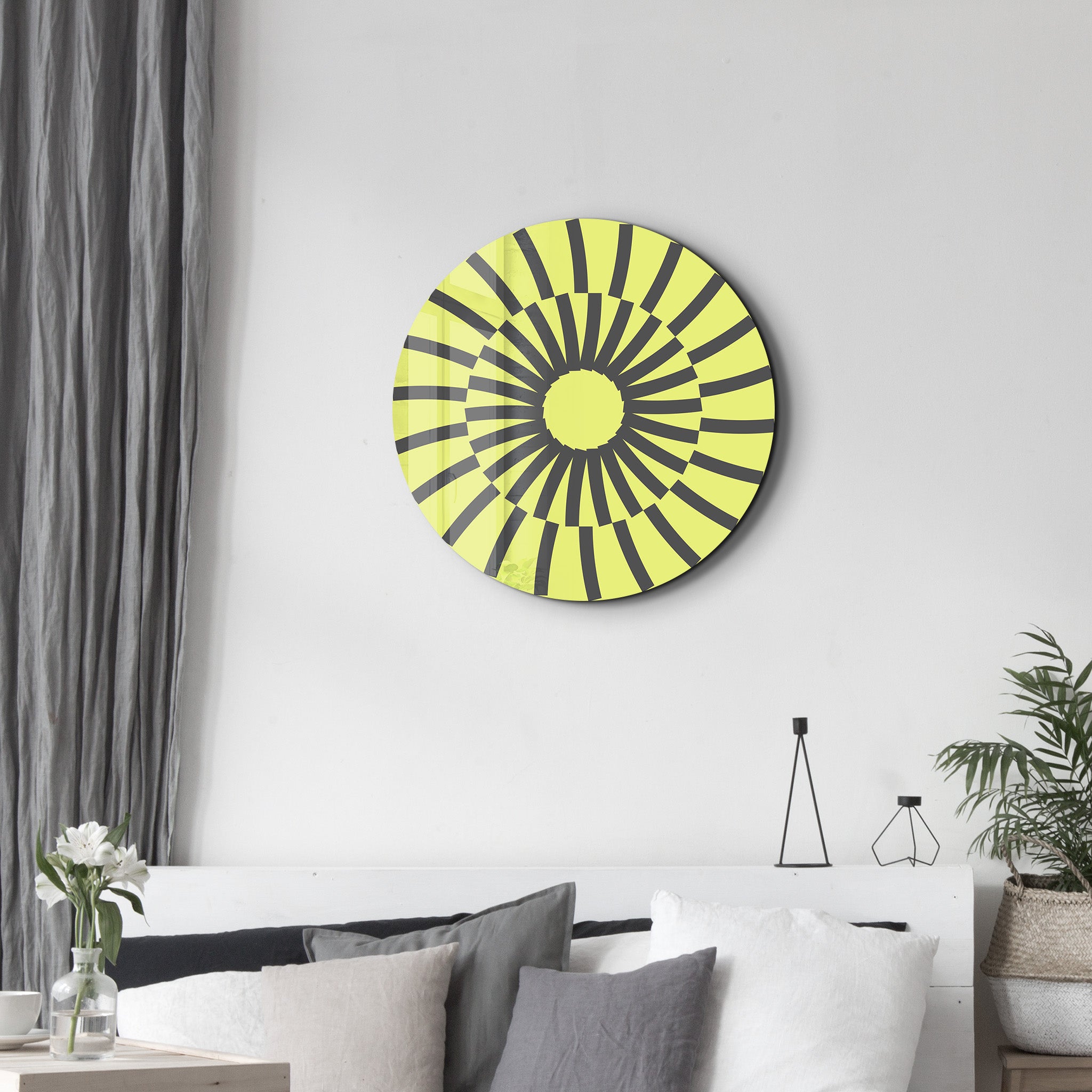 Lemon Pulse – Round Glass Wall Art