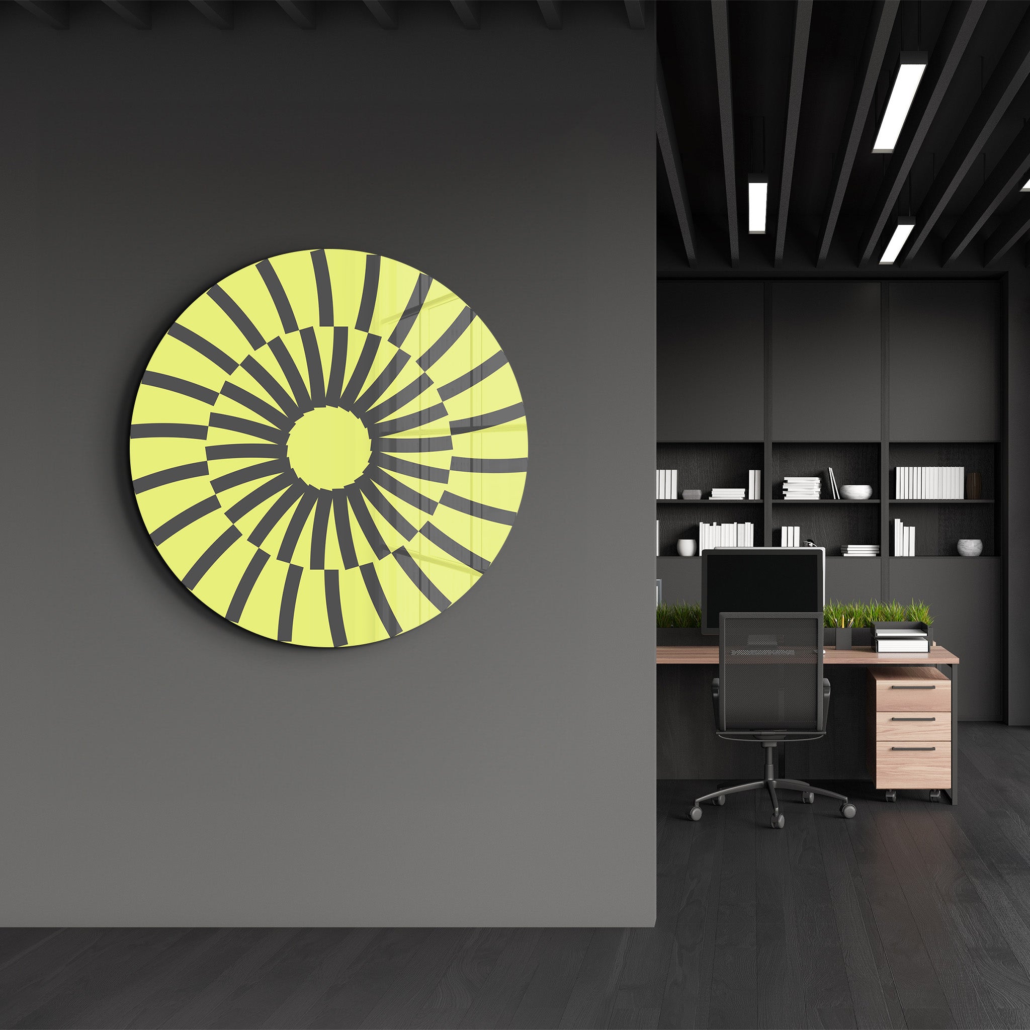 Lemon Pulse – Round Glass Wall Art